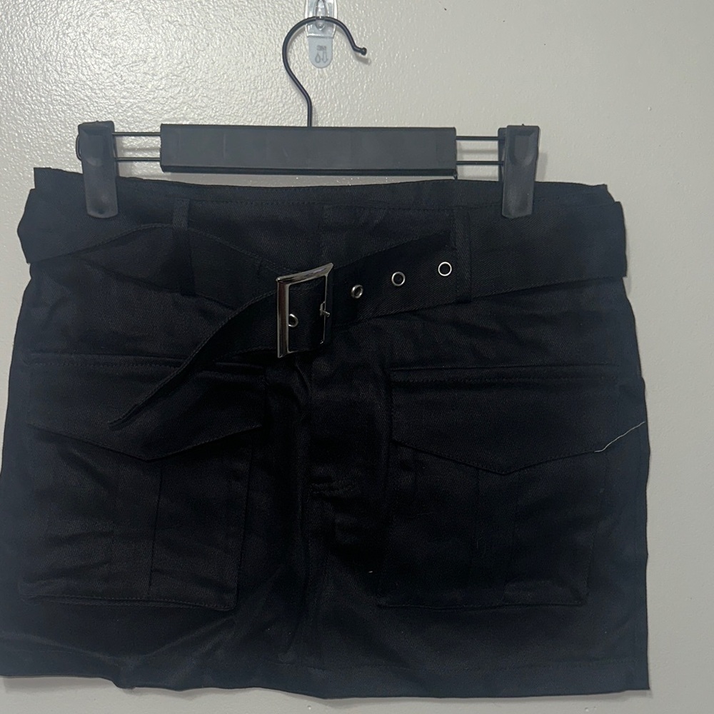 SHEIN Black Belted Mini Skirt